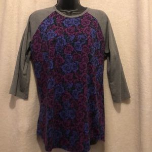 LuLaRoe Randy Rose and grey 3/4 shirt.